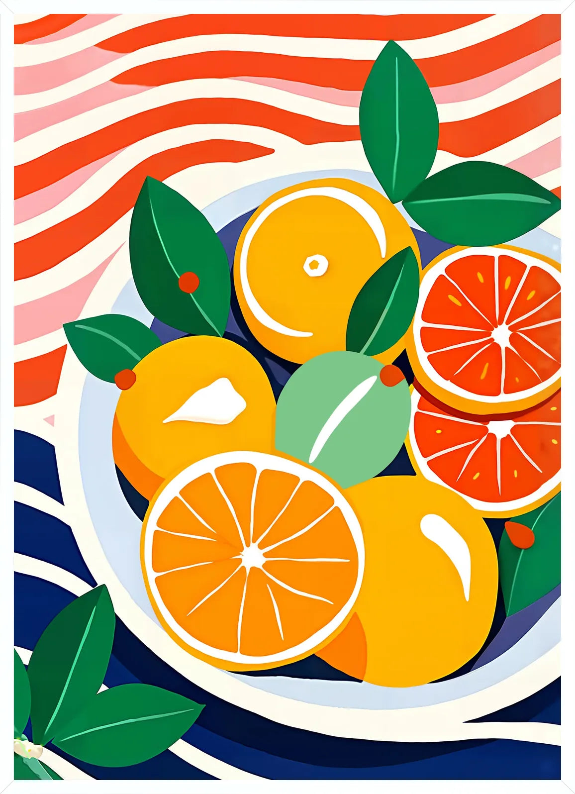 Cadre blanc epure presentant l'affiche cuisine agrumes oranges