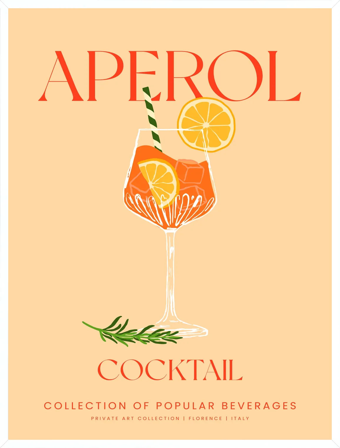 Cadre blanc epure presentant l'affiche cocktail aperol spritz creme