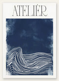 Affiche Atelier vagues minimaliste, lignes blanches de l'ocean sur fond bleu marine