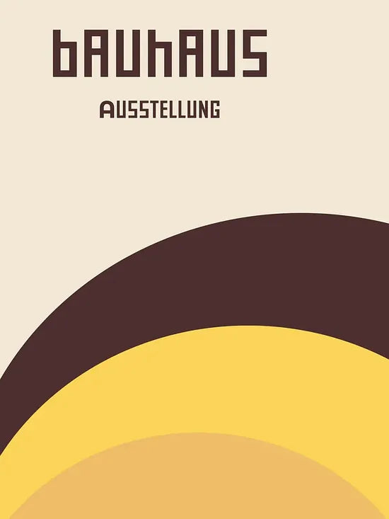Gros plan sur arche orange de l'affiche Bauhaus geometrique