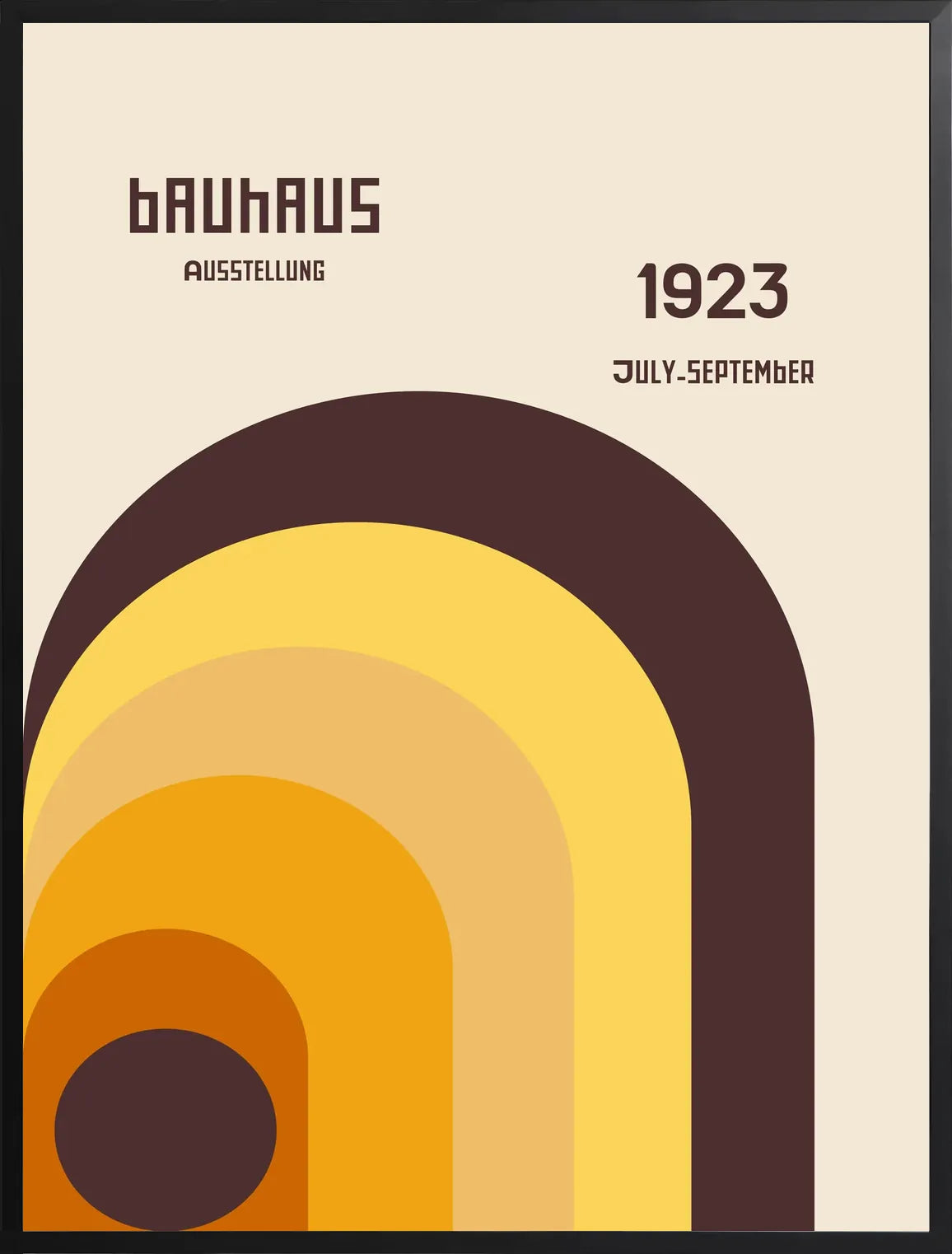 Encadrement noir mat autour de l'affiche Bauhaus arche orange