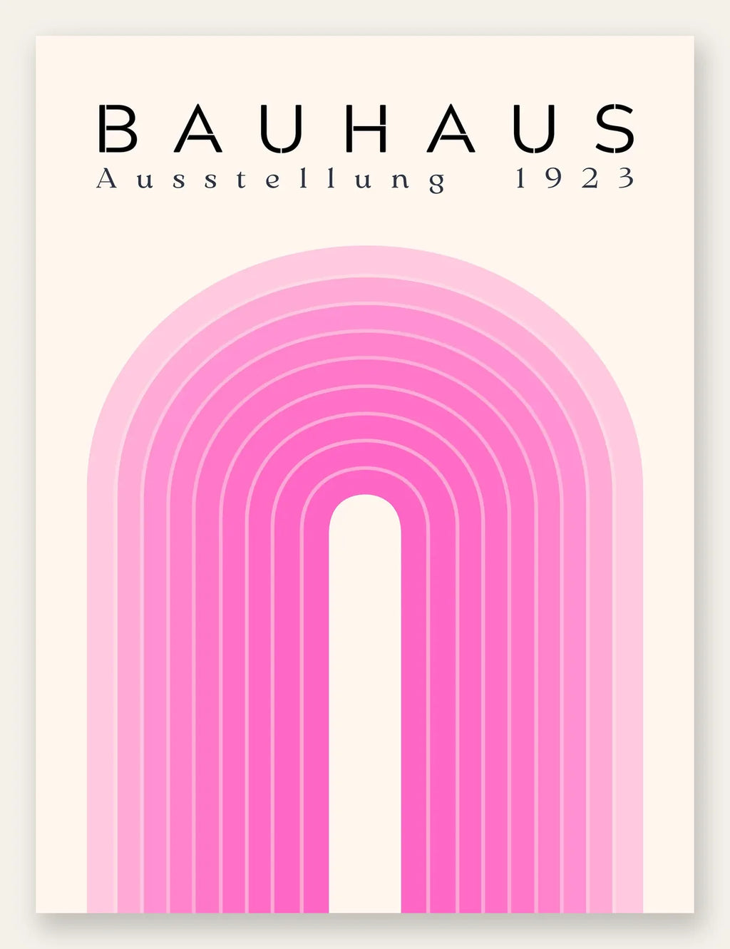 Arche Rose, affiche Bauhaus geometrique sur fond colore