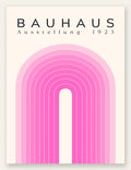Arche Rose, affiche Bauhaus geometrique sur fond colore