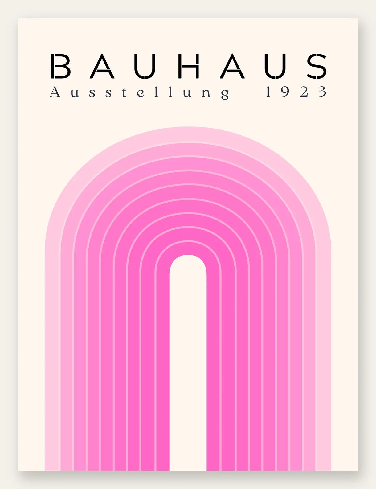 Arche Rose, affiche Bauhaus geometrique sur fond colore