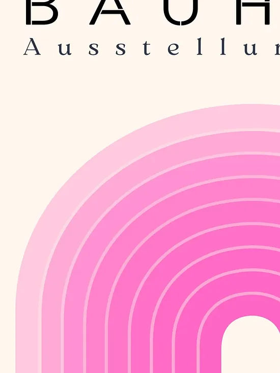 Gros plan sur arche rose de l'affiche Bauhaus geometrique