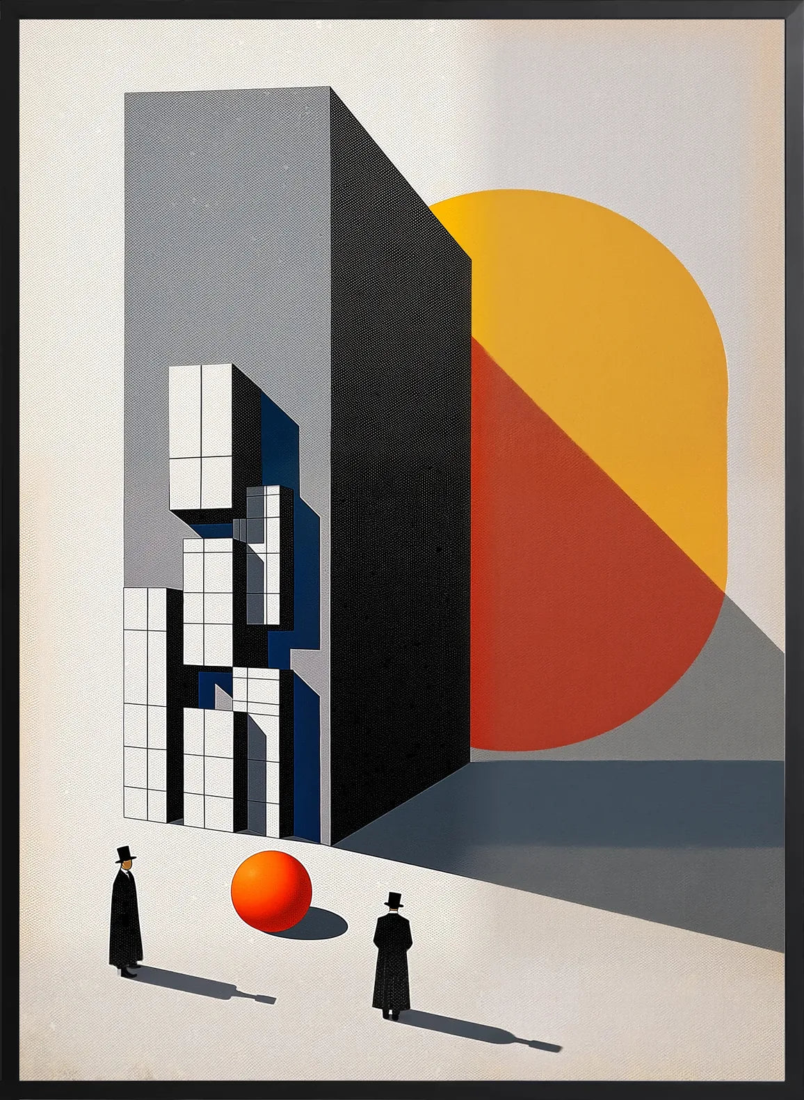 Encadrement noir mat autour de l'affiche Bauhaus architecture et spheres
