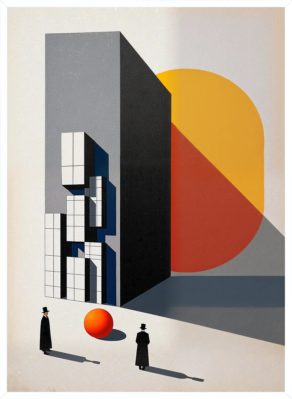 Cadre blanc epure presentant l'affiche Bauhaus architecture et spheres