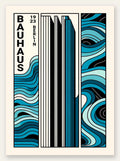 Berlin Triptyque, affiche Bauhaus geometrique sur fond colore