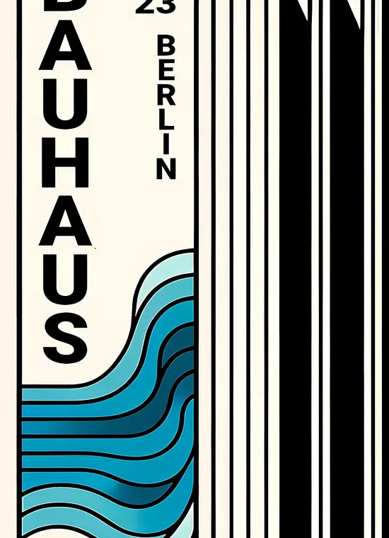 Gros plan sur berlin triptyque de l'affiche Bauhaus geometrique