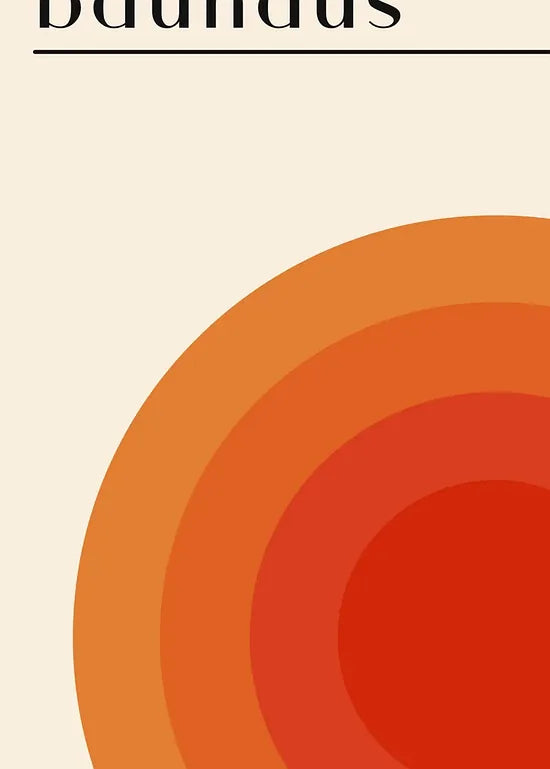 Gros plan sur cercles concentriques chauds de l'affiche Bauhaus geometrique