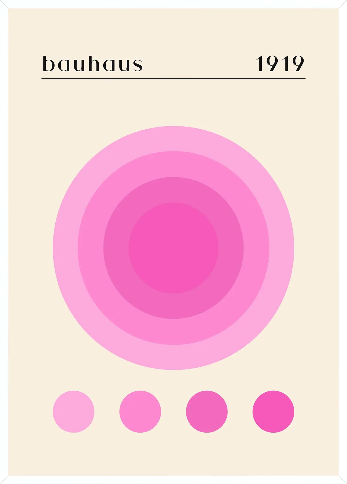 Cadre blanc epure presentant l'affiche Bauhaus 1919 geometrie rose