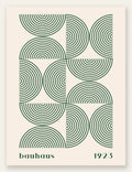 Arcs Concentriques Verts, affiche Bauhaus geometrique sur fond colore