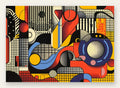 Collage Machiniste, affiche Bauhaus geometrique sur fond colore