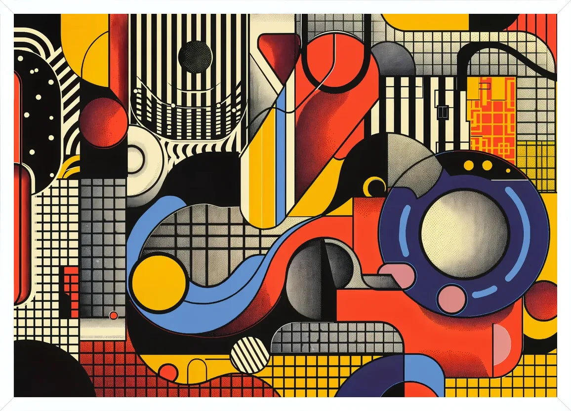 Cadre blanc epure presentant l'affiche Bauhaus collage machiniste