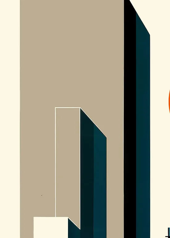 Gros plan sur couple en ville de l'affiche Bauhaus geometrique