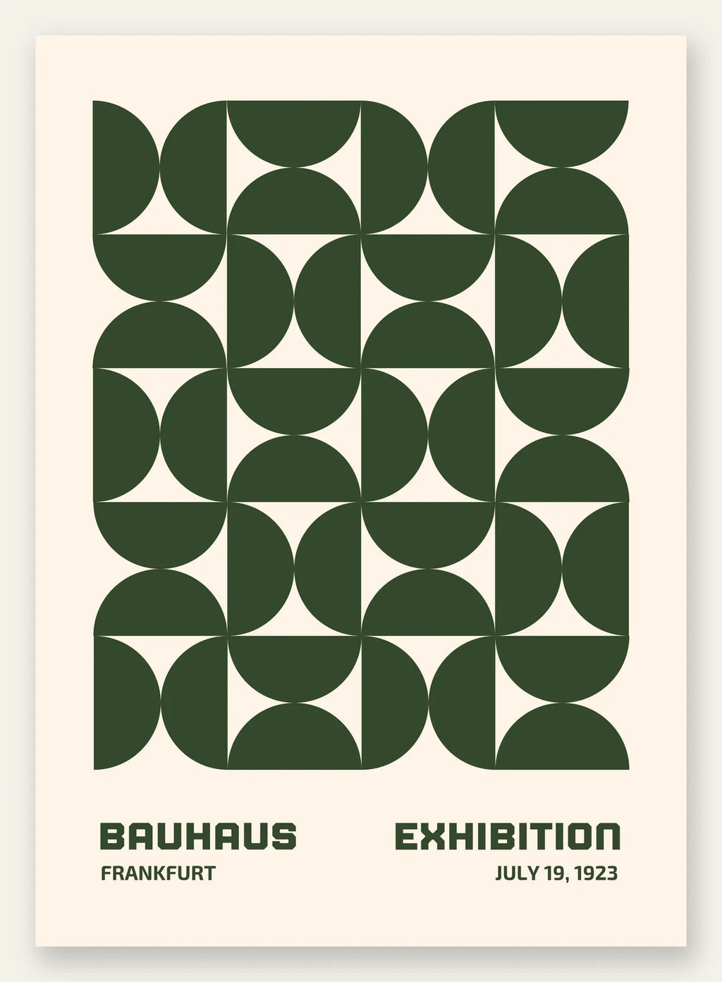 Demi-Cercles Verts, affiche Bauhaus geometrique sur fond colore