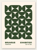 Demi-Cercles Verts, affiche Bauhaus geometrique sur fond colore