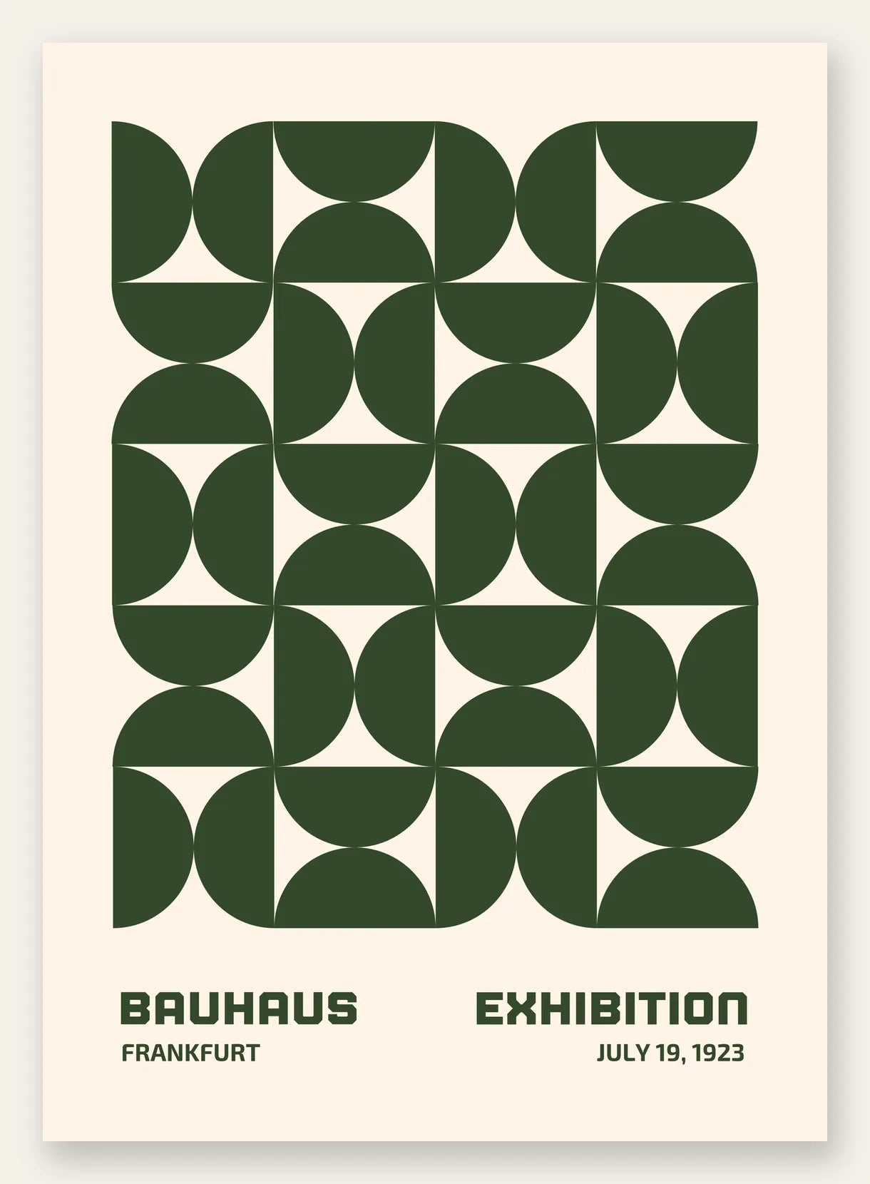 Demi-Cercles Verts, affiche Bauhaus geometrique sur fond colore