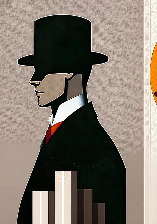 Gros plan sur figures art deco de l'affiche Bauhaus geometrique