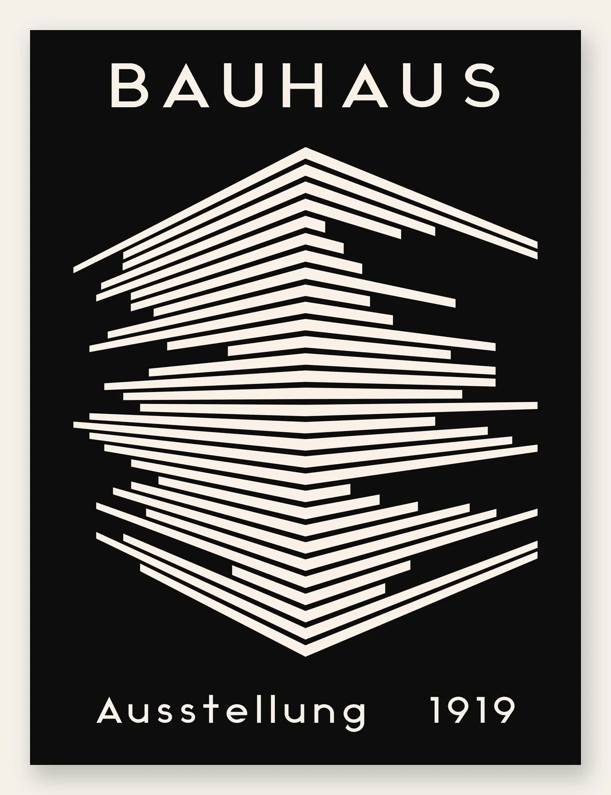 Gratte-Ciel de Lignes, affiche Bauhaus geometrique sur fond colore