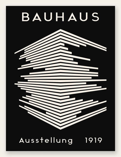 Gratte-Ciel de Lignes, affiche Bauhaus geometrique sur fond colore