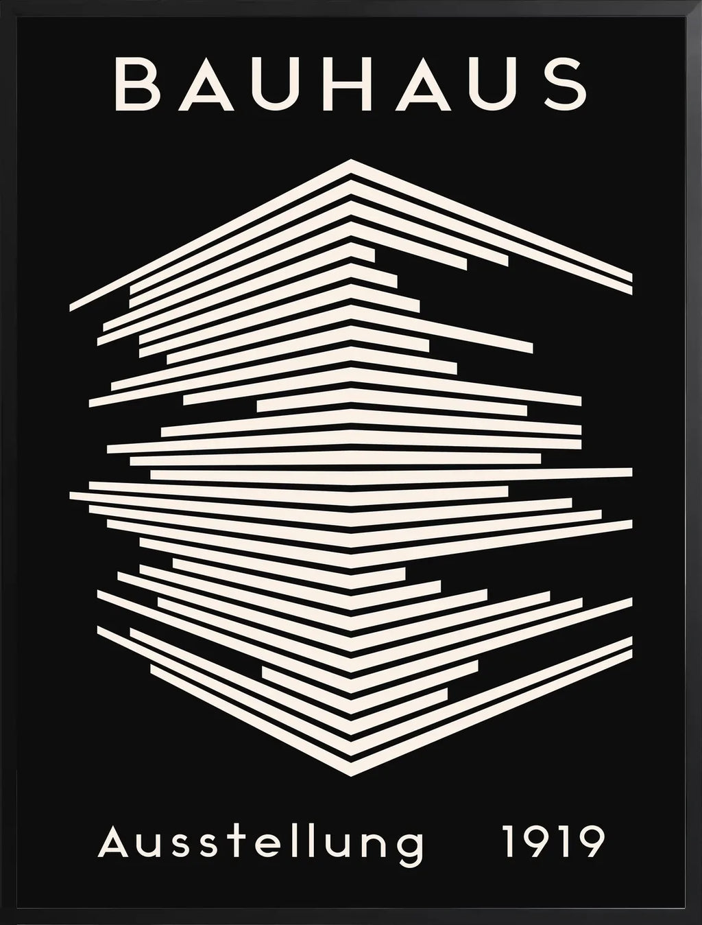 Encadrement noir mat autour de l'affiche Bauhaus gratte-ciel de lignes