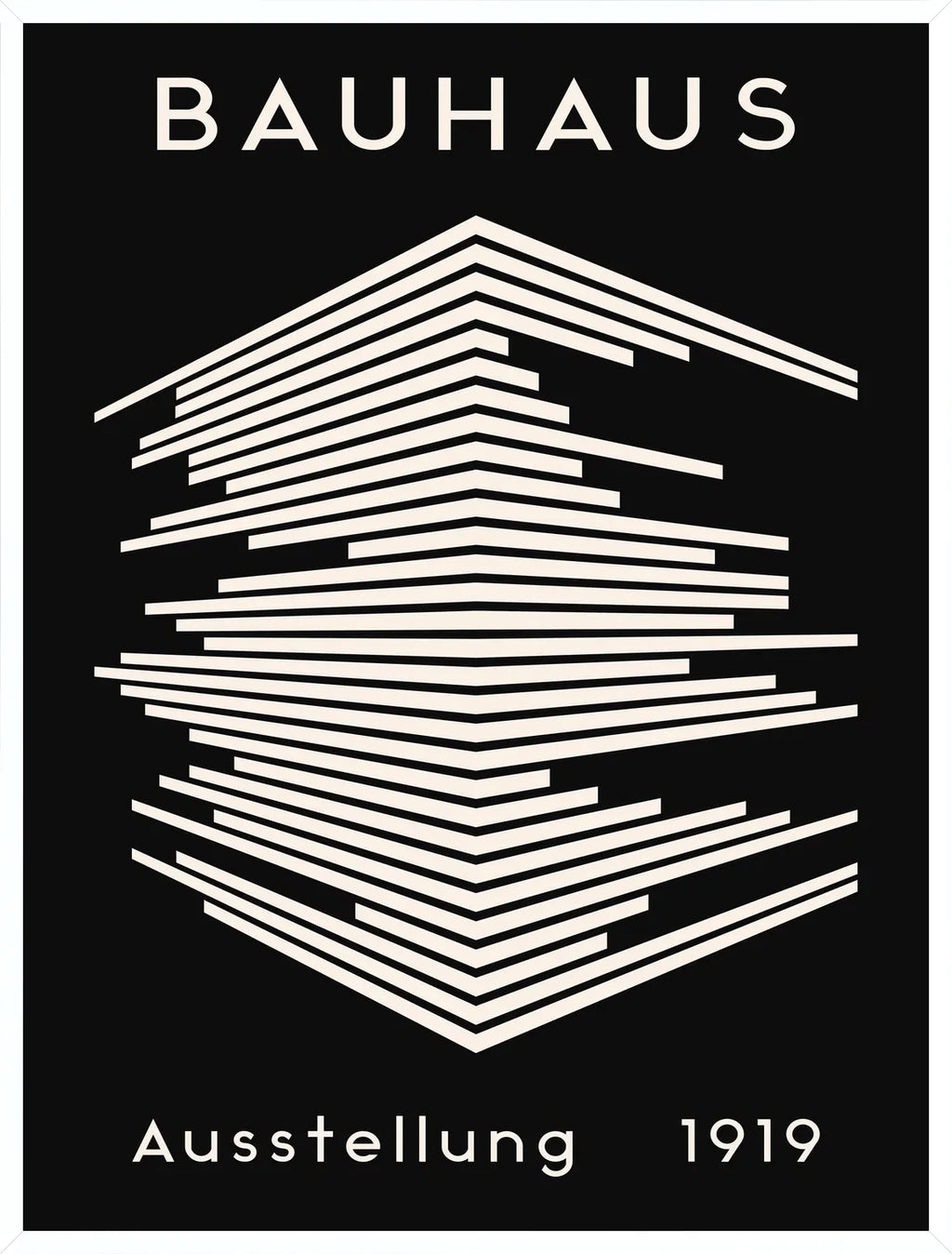 Cadre blanc epure presentant l'affiche Bauhaus gratte-ciel de lignes