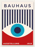 Oeil Turquoise, affiche Bauhaus geometrique sur fond colore