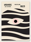 Oeil et Vagues, affiche Bauhaus geometrique sur fond colore