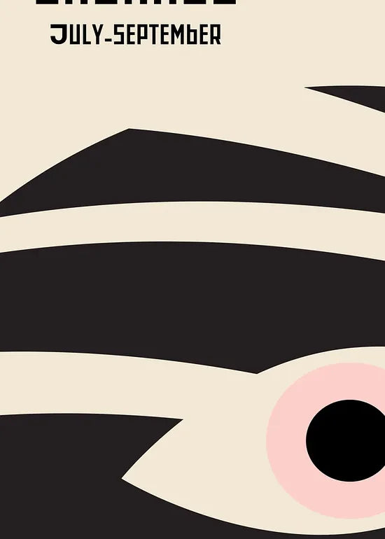 Gros plan sur oeil et vagues de l'affiche Bauhaus geometrique