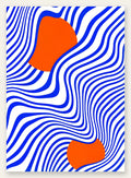 Op Art Bleu et Orange, affiche Bauhaus geometrique sur fond colore