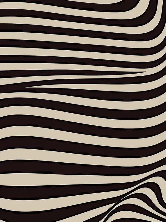 Gros plan sur op art vagues noires de l'affiche Bauhaus geometrique