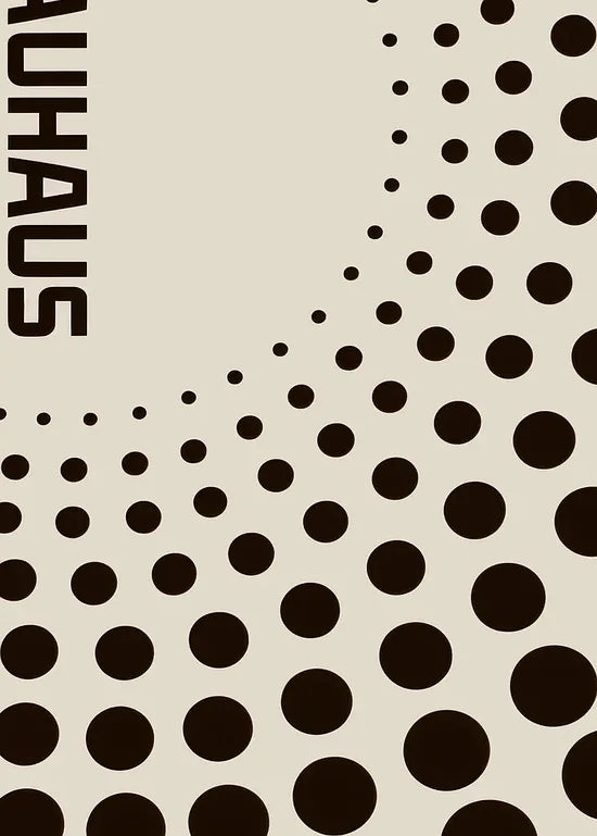 Gros plan sur degrade de points de l'affiche Bauhaus geometrique