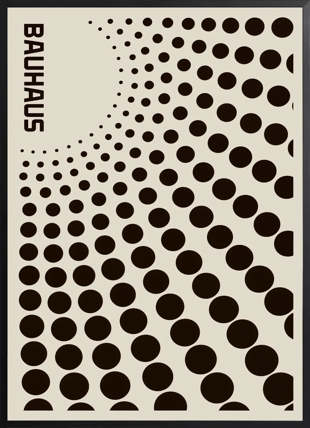 Encadrement noir mat autour de l'affiche Bauhaus degrade de points