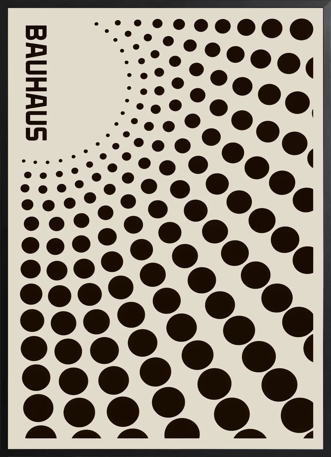 Encadrement noir mat autour de l'affiche Bauhaus degrade de points