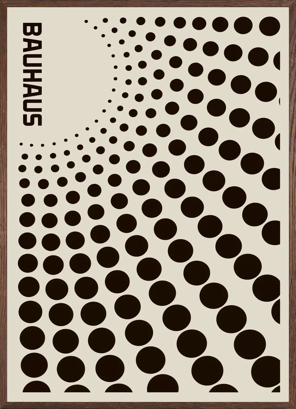 Cadre chene clair entourant l'affiche Bauhaus degrade de points