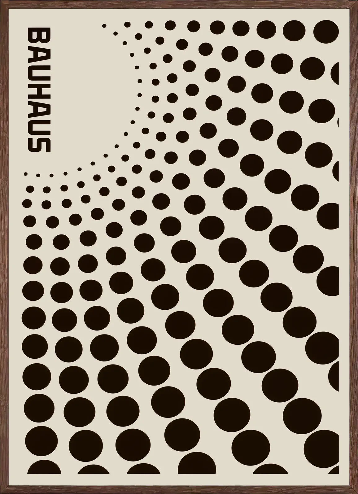 Cadre chene clair entourant l'affiche Bauhaus degrade de points