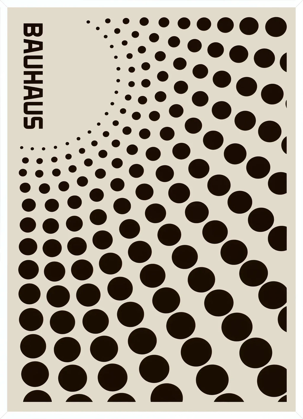 Cadre blanc epure presentant l'affiche Bauhaus degrade de points