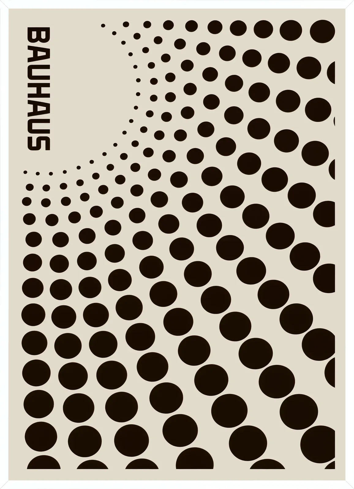 Cadre blanc epure presentant l'affiche Bauhaus degrade de points