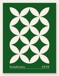 Quatre-Petales Verts, affiche Bauhaus geometrique sur fond colore