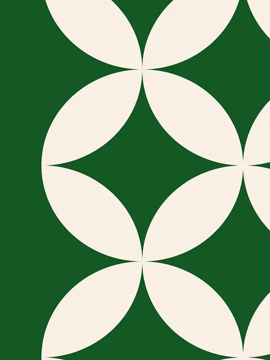 Gros plan sur quatre-petales verts de l'affiche Bauhaus geometrique