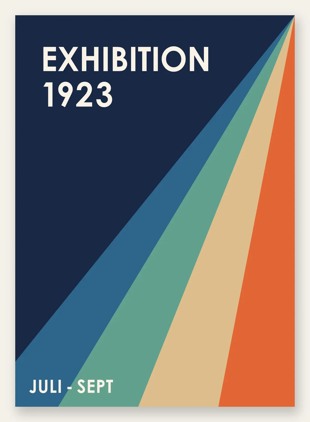 Rayons Retro, affiche Bauhaus geometrique sur fond colore