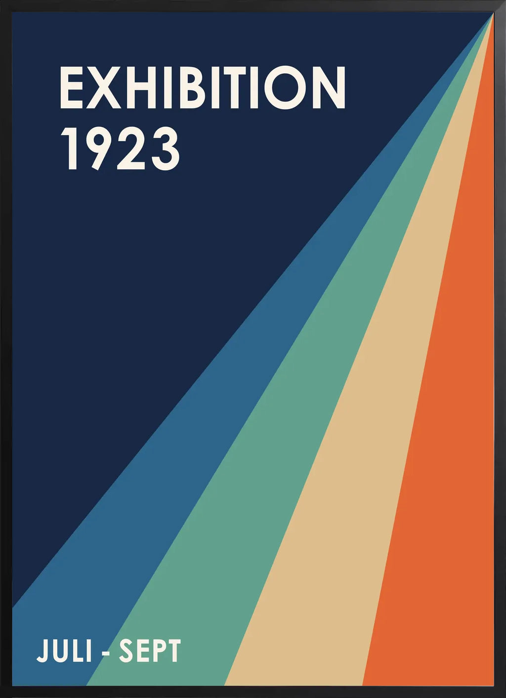 Encadrement noir mat autour de l'affiche Bauhaus rayons retro