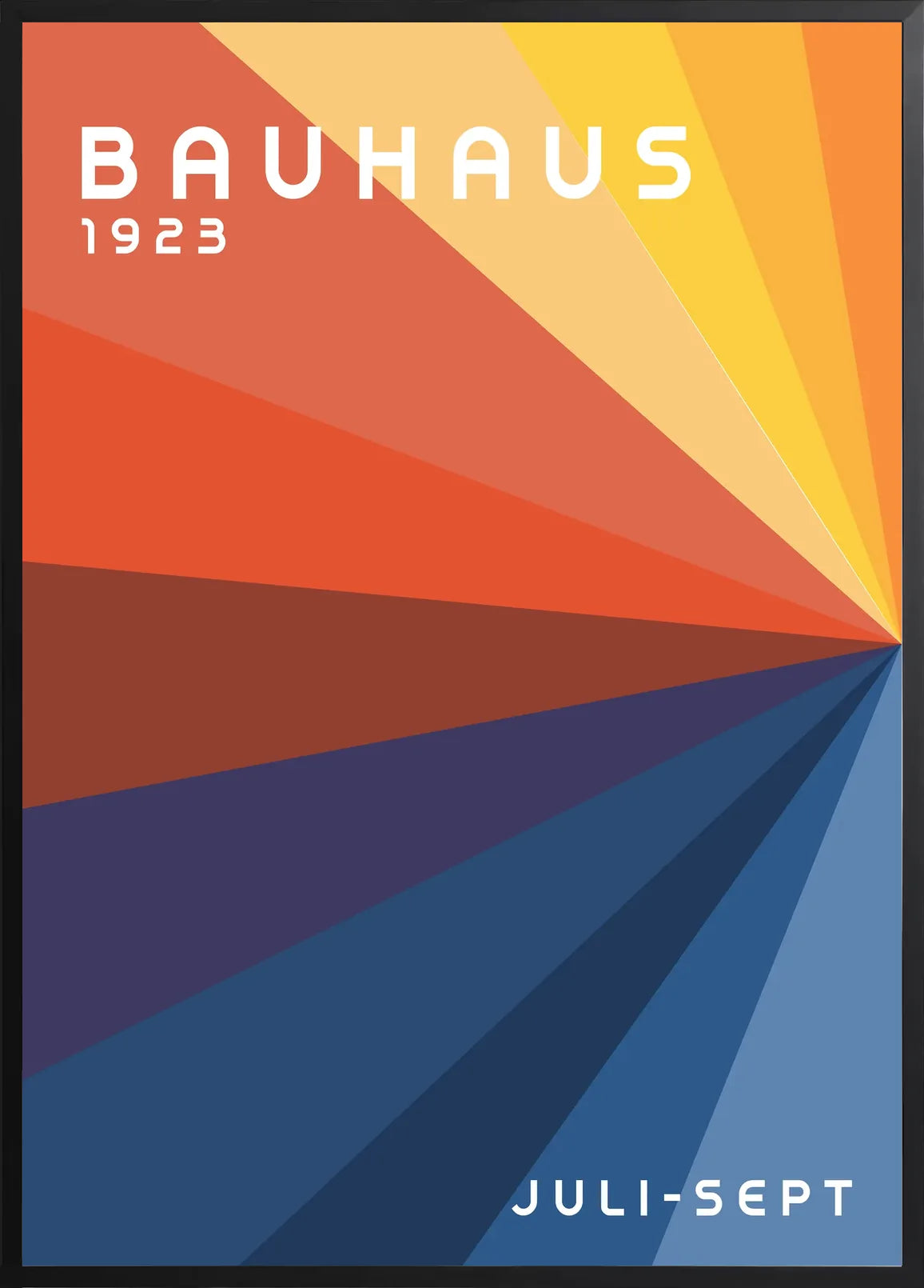 Encadrement noir mat autour de l'affiche Bauhaus roue de couleurs