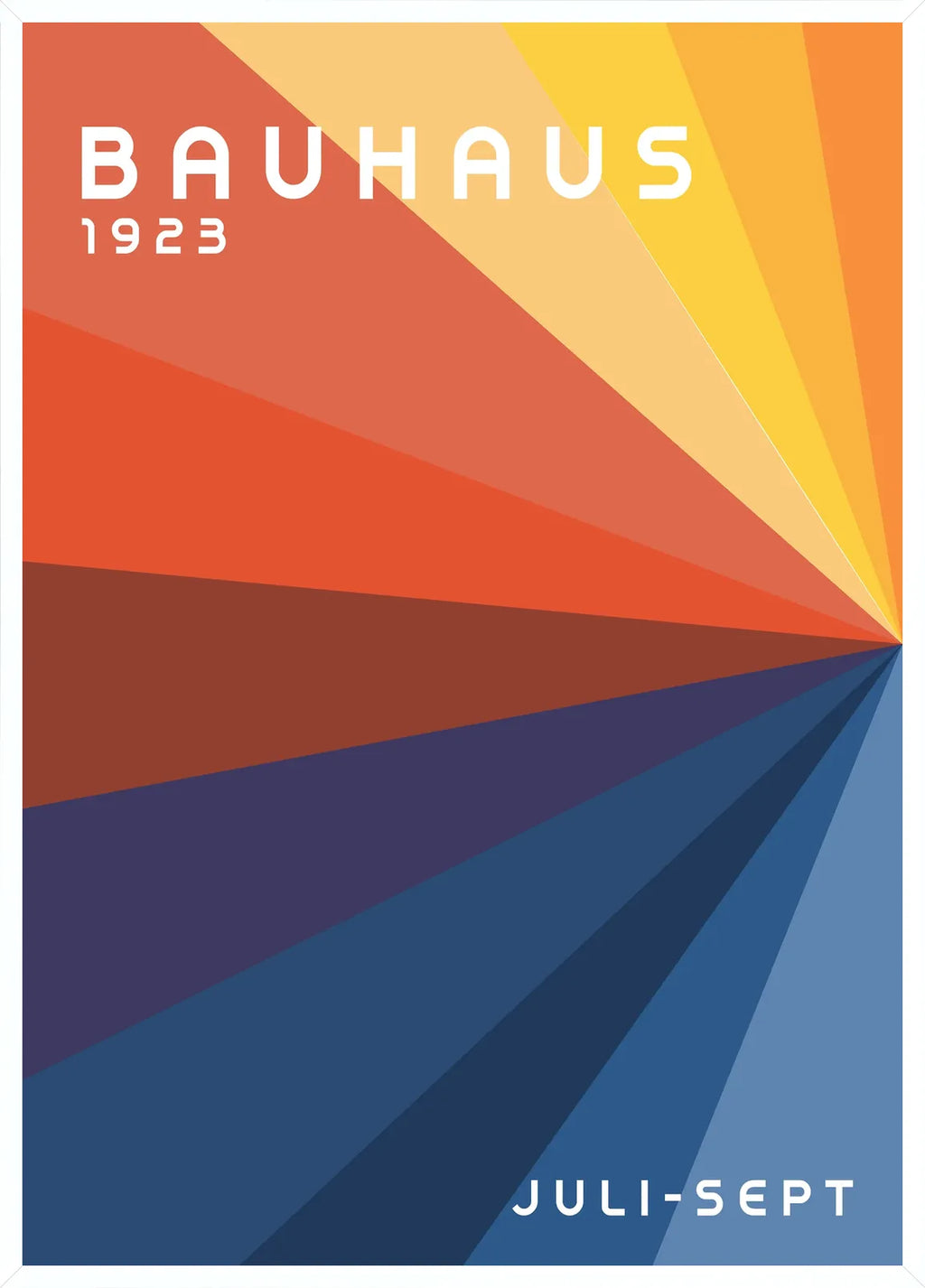 Cadre blanc epure presentant l'affiche Bauhaus roue de couleurs