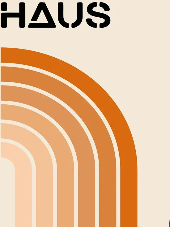 Gros plan sur rubans courbes de l'affiche Bauhaus geometrique
