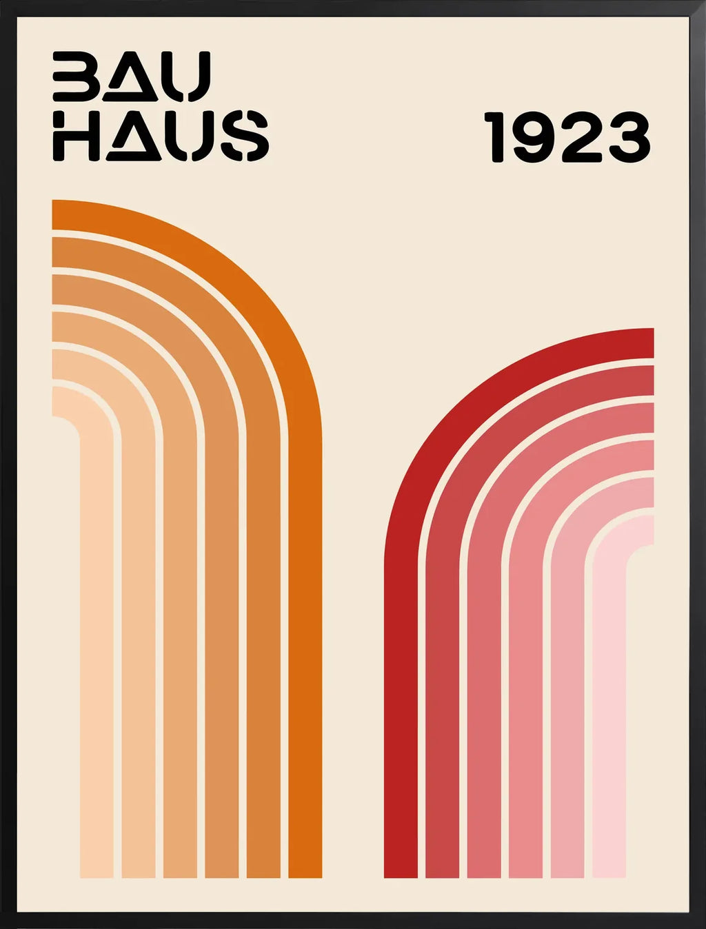 Encadrement noir mat autour de l'affiche Bauhaus rubans courbes