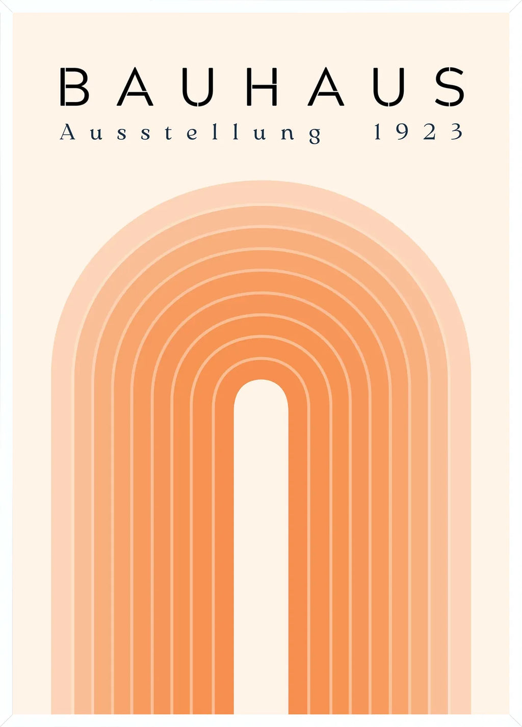 Cadre blanc epure presentant l'affiche Bauhaus sabliers noirs