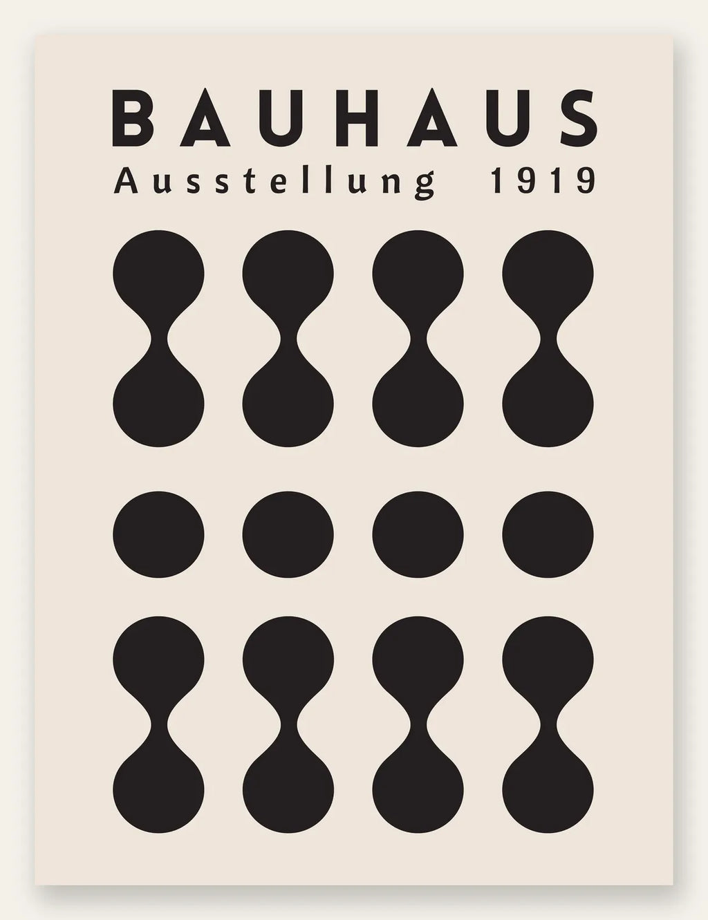 Sabliers et Points, affiche Bauhaus geometrique sur fond colore