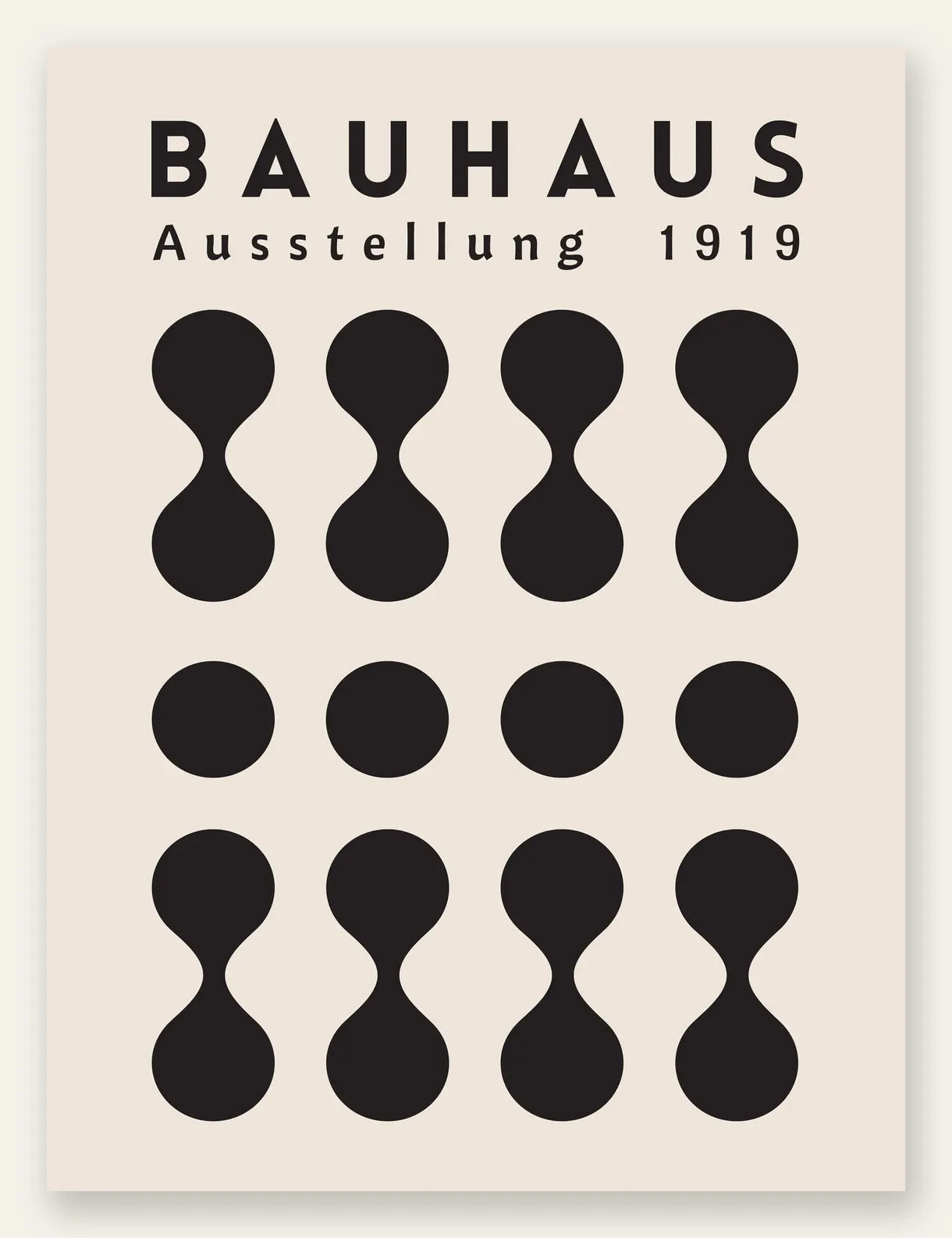 Sabliers et Points, affiche Bauhaus geometrique sur fond colore